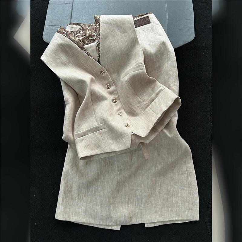Shenzhen Nanyou Old Money Style Linen Vest and Skirt Set for Women, 2026 Summer New Elegant Two-Piece Set Shenzhen Nanyou Old Money Style Linen Vest and Skirt Set for Women, 2026 Summer New Elegant Two-Piece Set