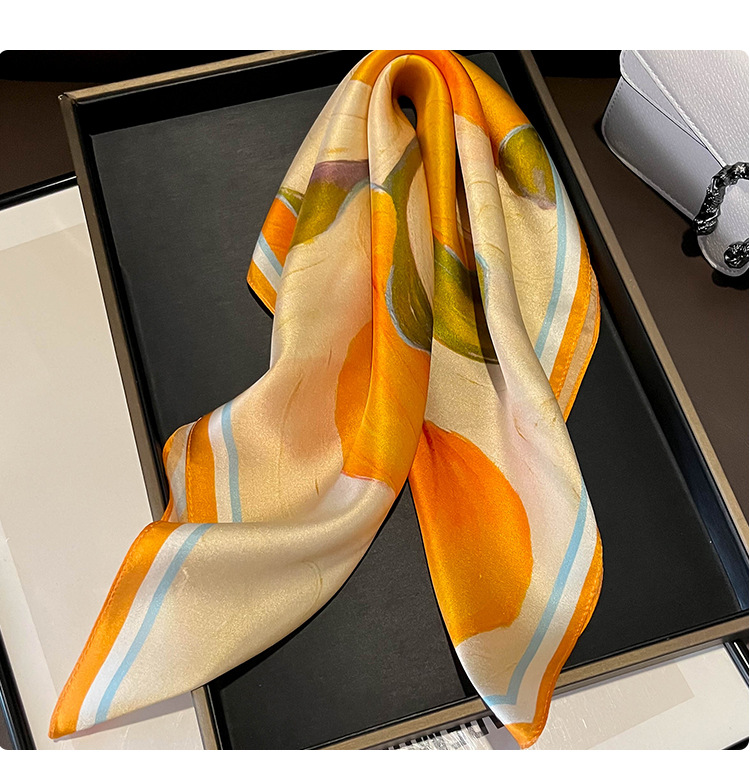 50g Weight Silk Scarf Classification Daily Occasion Silk Material Flower Pattern Women's Elegant Flower Silk Flowers Silk Scarf
