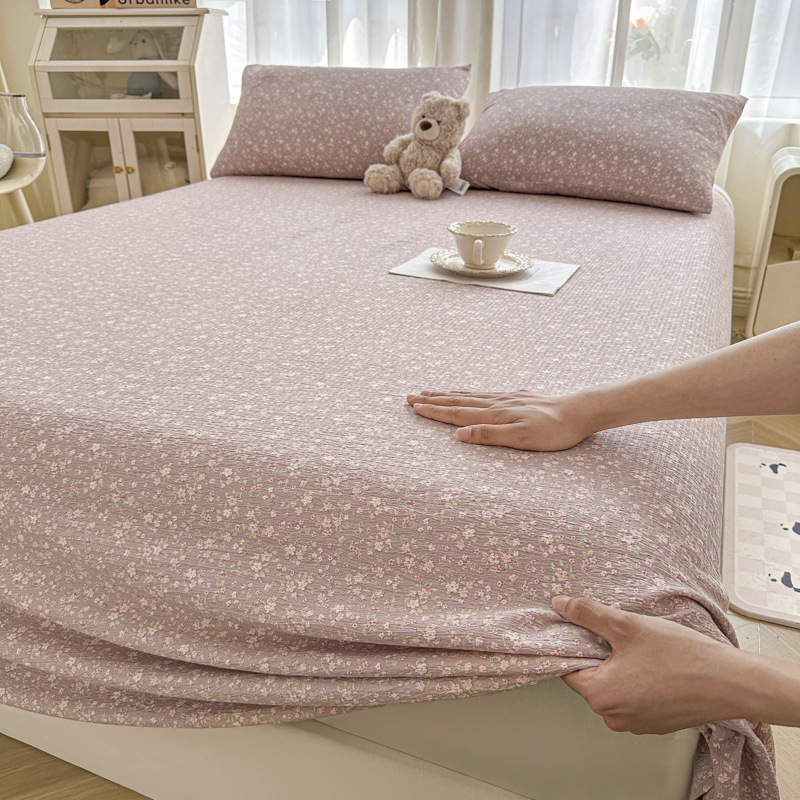 Una clase de sábanas de hilo de doble capa para madres y bebés, ropa de cama de una sola pieza, sábanas de algodón lavadas, sábanas de dormitorio de estudiantes, juego de tres piezas