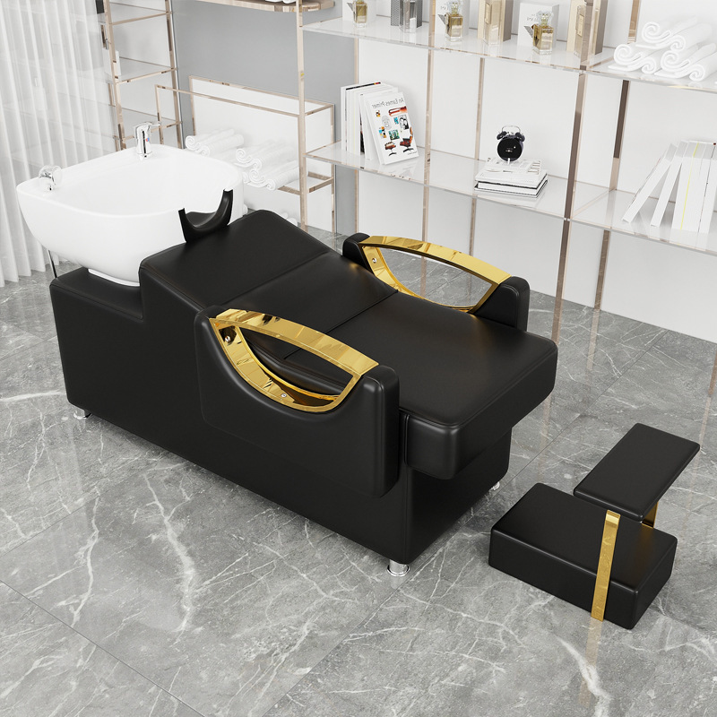 Nueva venta directa de fábrica, peluquería, cama de champú, peluquería semi-reclinada, cama de descarga, tienda de moda de celebridades de Internet, peluquería
