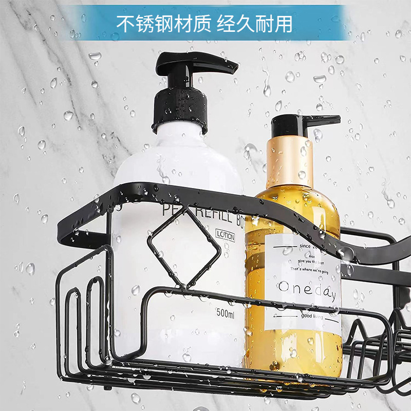 Estante de almacenamiento de baño de hierro forjado en la pared estante de almacenamiento de baño gel de baño sin perforación estante de almacenamiento de acabado montado en la pared caja de almacenamiento