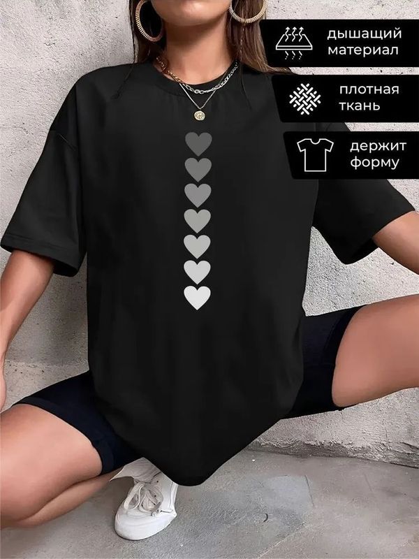 ピュアコットンヨーロッパステーションデザインラブプリント半袖Tシャツレディースルーズカジュアル多用途ミッドレングススリムトップイン|undefined