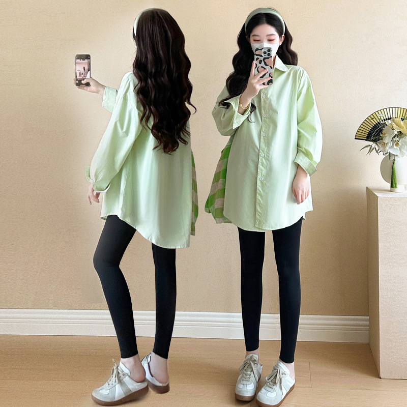 2025 Maternity Spring New Korean Loose Slimming Age-reducing Mid-length Casual Shirt Fashionable Trendy Mom suit