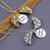 Metal necklace, chain for key bag  solar-powered engraved, European style, flowered