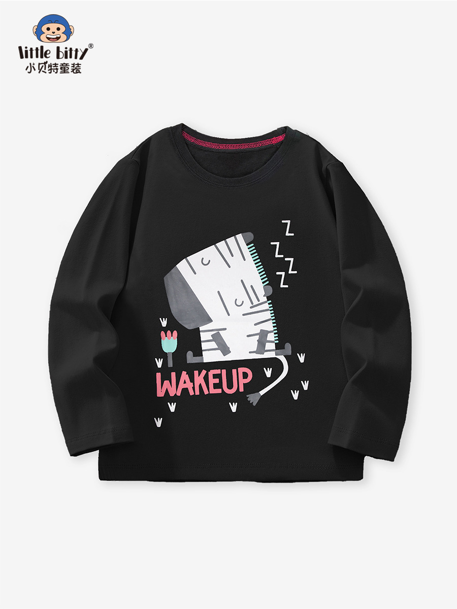 Cross-Border Supply 25 Years Autumn and Winter Boys' Long-Sleeved T-Shirts European and American Printed Kidsren's Round Neck Long-Sleeved Bottoming Shirts Kidsren's Clothing