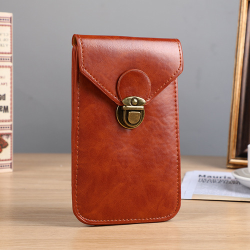 Men's new single-layer portable leather waist bag clamshell vertical buckle leather bag coin mobile phone storage bag wholesale