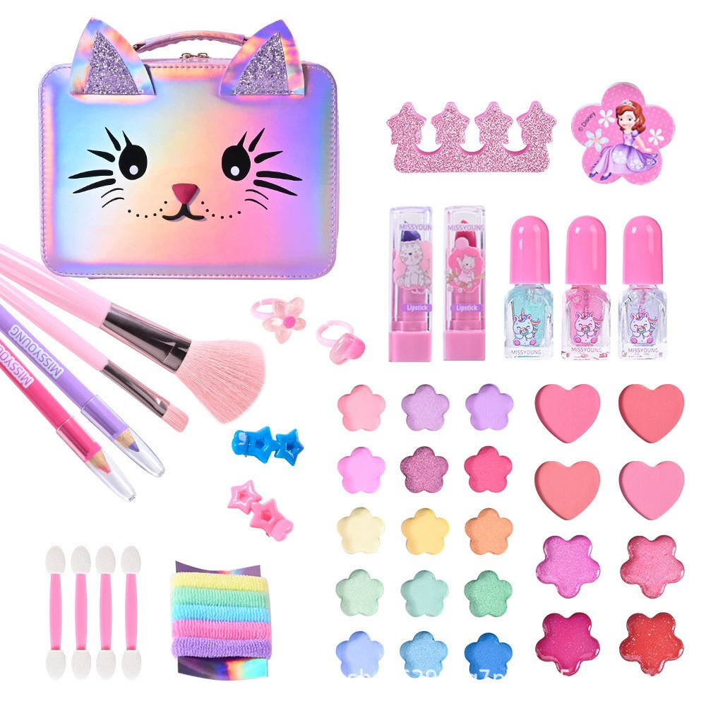 Miss Young трансграничные горячие продажи портативные девушки могут быть переработан с помощью PU розовый косметический набор для макияжа подарки