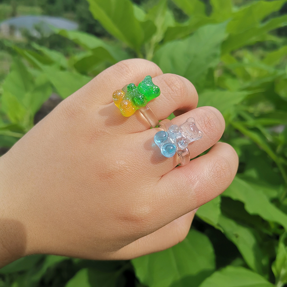 4g Weight Rings Classification 1 Piece Quantity Daily Occasion Acrylic Material Bear Pattern Women's Gender Cute Style Cute Bear Arylic Women's Rings 4