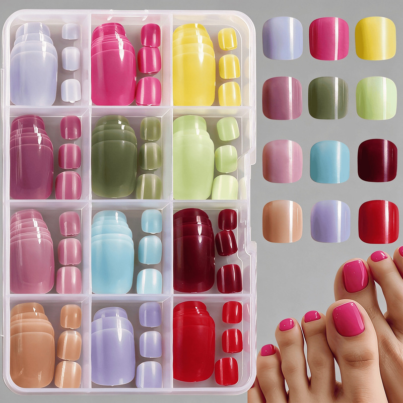 288 pieces of colorful toenail patches, 12 solid colors, short square shape, reusable DIY toenail art pieces 288 pieces of colorful toenail patches, 12 solid colors, short square shape, reusable DIY toenail art pieces