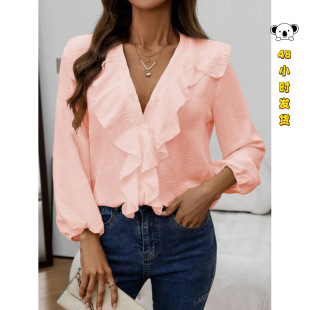 X 26334 V-neck ruffle women's shirt V�I���~߅Ůʿ�r��