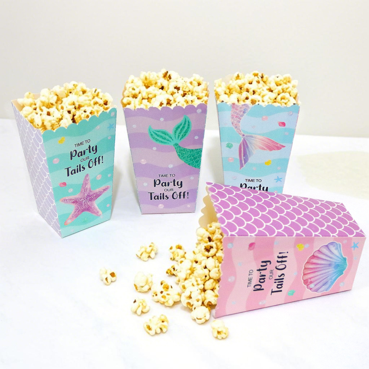 亚马逊美人鱼生日主题派对装饰纸盒海底世界爆米花盒批发定制零食