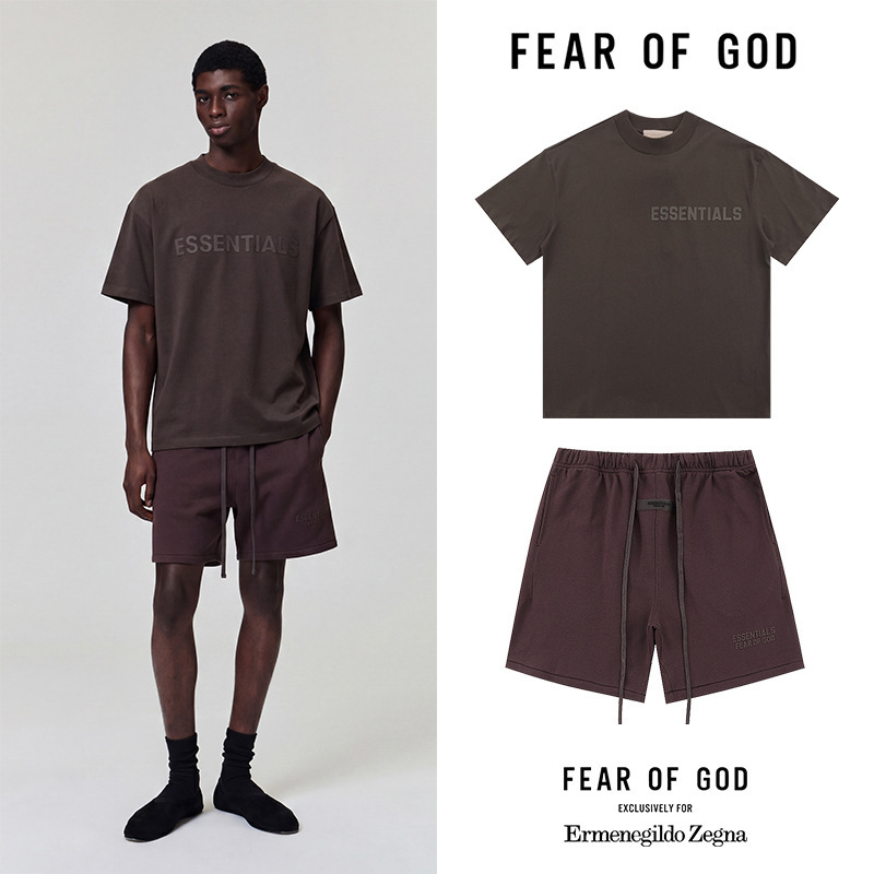 Cross-Border Essentials Trendy Brand Set Fog Sub-Line Summer Pure Cotton Short-Sleeved T-Shirt Shorts Two-Piece Set for Men and Women Cross-Border Essentials Trendy Brand Set Fog Sub-Line Summer Pure Cotton Short-Sleeved T-Shirt Shorts Two-Piece Set for Men and Women