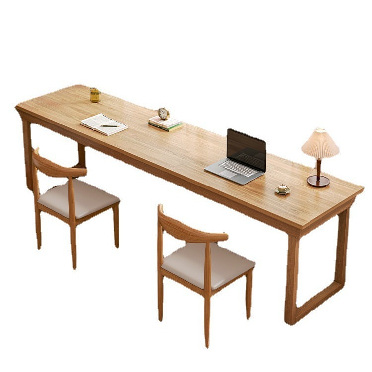 Escritorio de madera maciza para uso doméstico, escritorio doble para computadora, escritorio de oficina, mesa larga de estudio, mesa estrecha montada en la pared, banco de trabajo, rectangular.