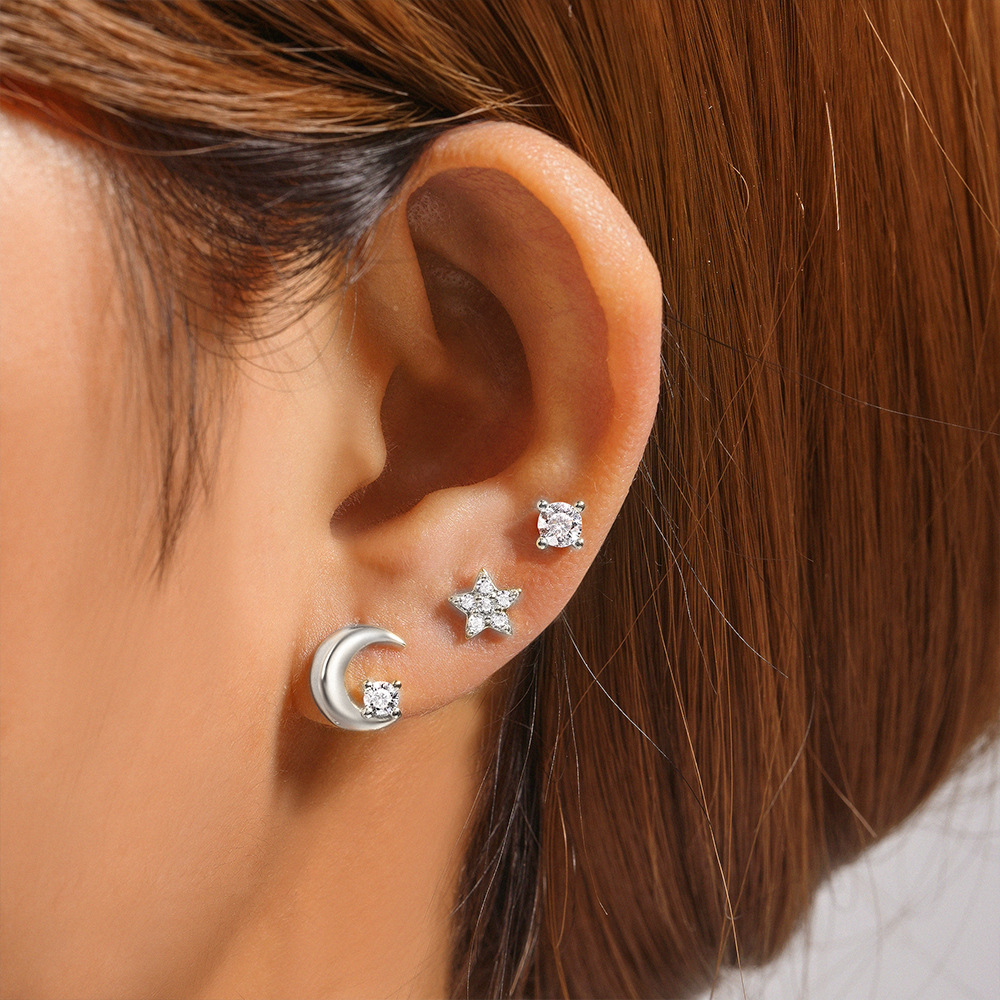 1 Set Simple Style Star Butterfly Plating Sterling Silver Ear Studs display picture 90