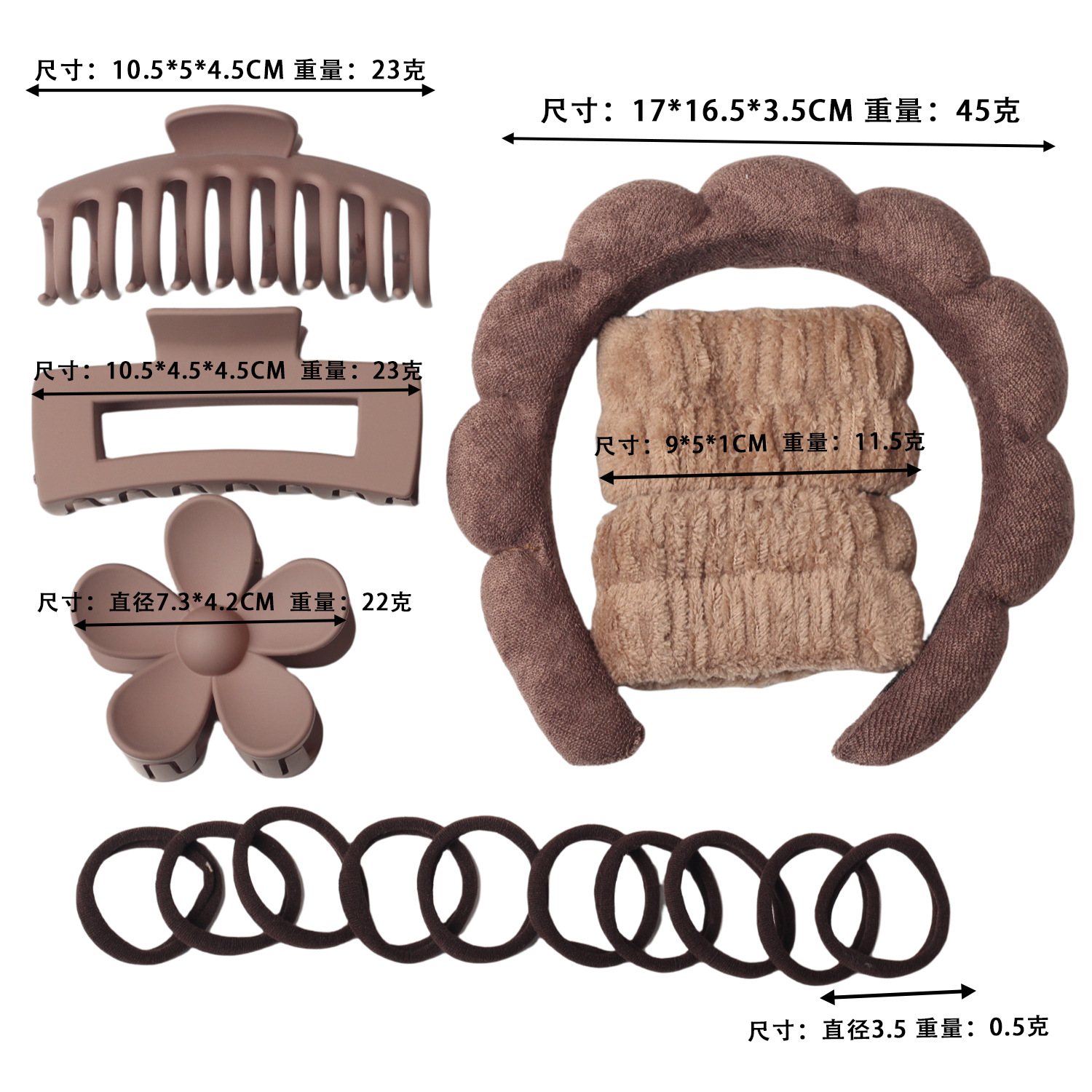 Diadema de nube de giro de esponja transfronteriza, pulsera de lavado de cara, anillo para el cabello de nailon, juego de pinzas de plástico grande, accesorios para el cabello image 3