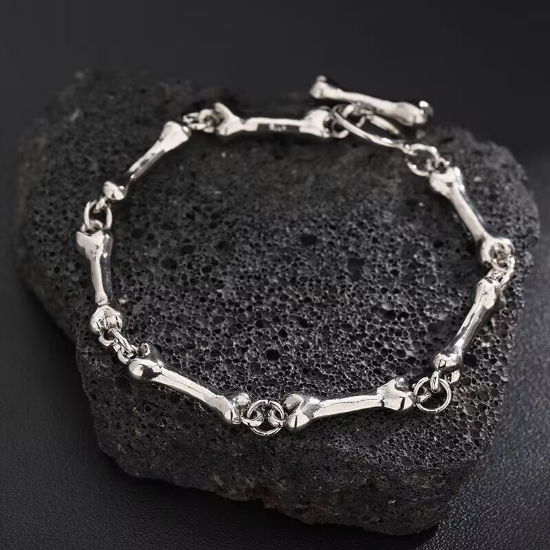 Bone Bead Bracelet for Men, Trendy and High-End, Versatile Hip-Hop Accessory for Women, 2024 New Model, Simple and Unique Personality Jewelry