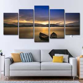 聚鼎定制 亚马逊wish5板墙艺术船划艇海滩宁静风景图片家居装饰画