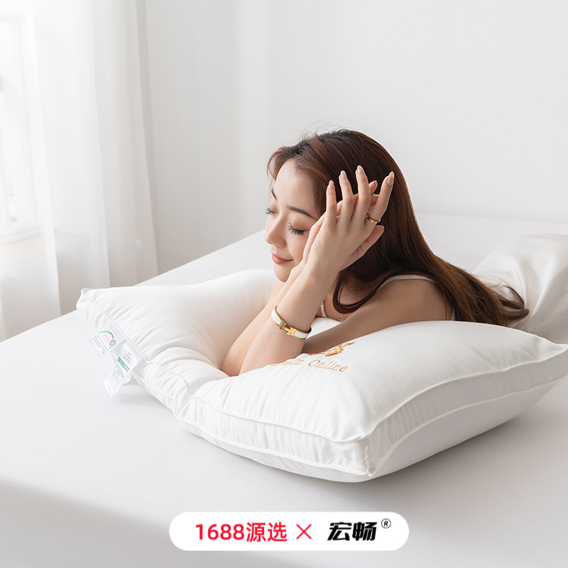 枕純綿大豆繊維枕a類60本の長綿プラチナ熊刺繍ホテル枕芯卸売り