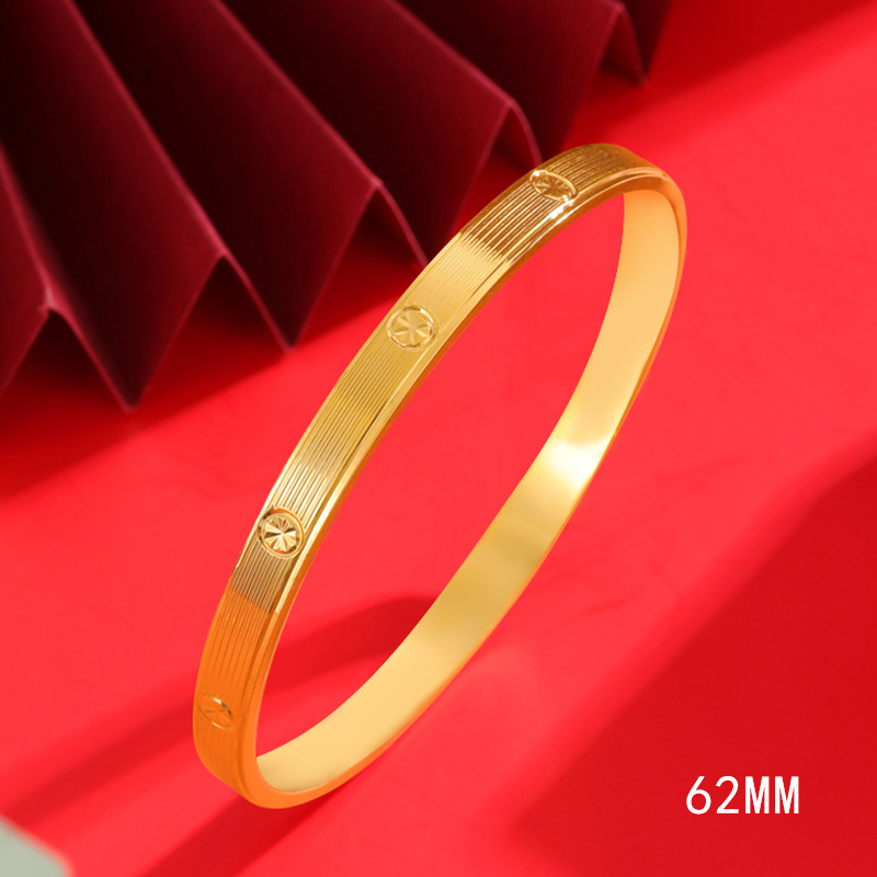 Patrón de diamante pulsera de moda simple de las mujeres pulsera de boca cerrada elegante Vietnam arena oro joyería sólida exquisito todo partido al por mayor