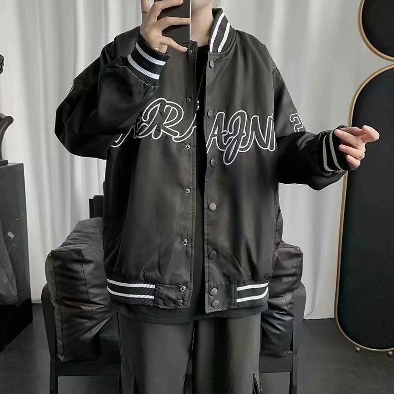 美潮oversizeコート男2024春秋アメリカ復古スエードジャケット潮牌復古野球服|undefined