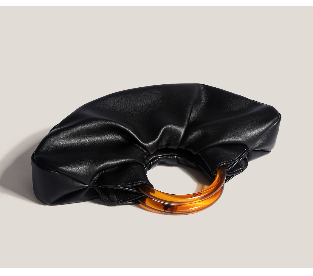 390g Weight Magnetic Buckle Closure Type Ring Handle Strap Type Handbag Bags Type Casual, Daily, Shopping Occasion Pu Leather Material Solid Color Pattern All Seasons Season Women's Gender Classic Style Style Cloud Shape Shape Women's Pu Leather Solid Color Classic Style Cloud Shape Magnetic Buckle Handbag 6