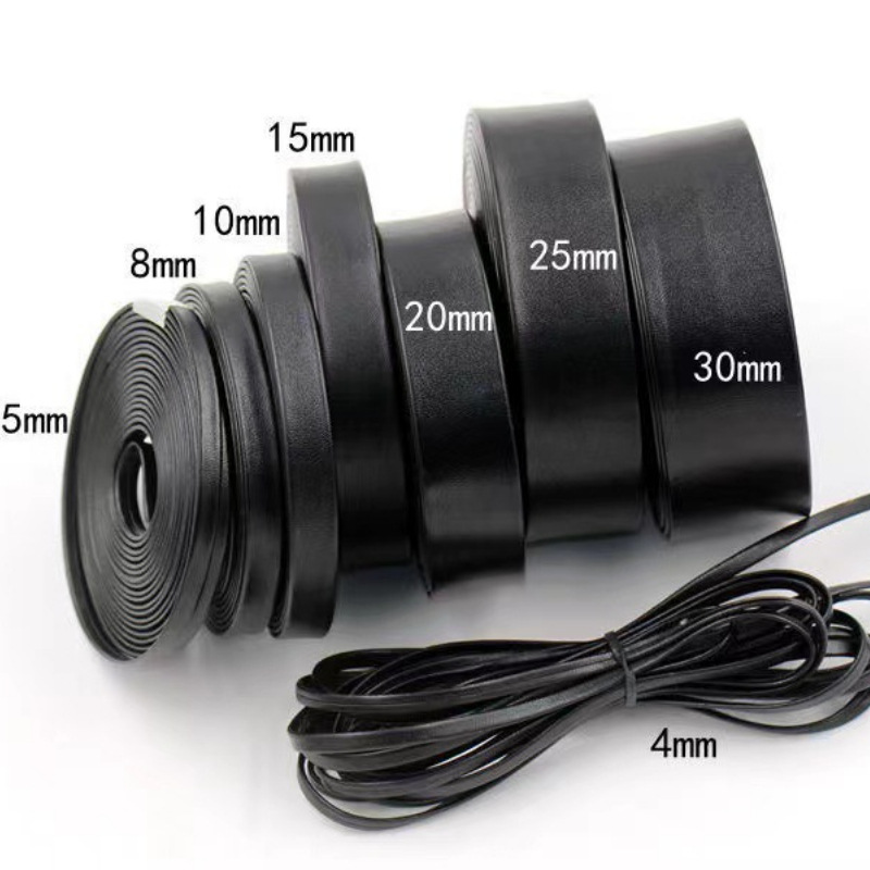 pu皮革对折压条黑色仿皮包边滚边条皮条皮绳扁平面腰带朋克项链