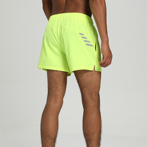 Elastic quick-drying three-point sports shorts for men's summer marathon running fitness printed loose reflective strip training pants