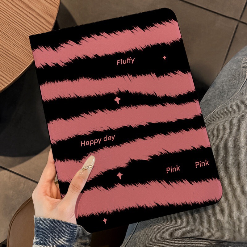 Black Pink Stripes Suitable for iPad Air5 Protective Case 2025 Flip Apple 10/11 Generation Tablet Case All-Inclusive Anti-Fall