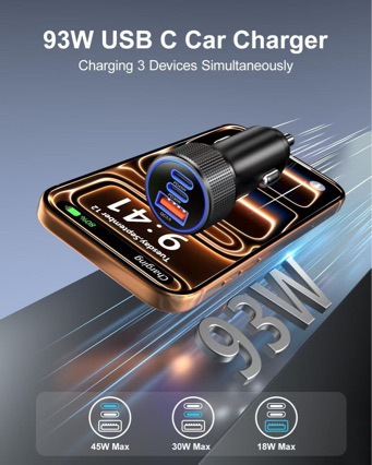 Cross-Border Popular Car Charger A+C Metal Material Super Fast Charging Qc3.0 Mobile Phone Car Fast Charger