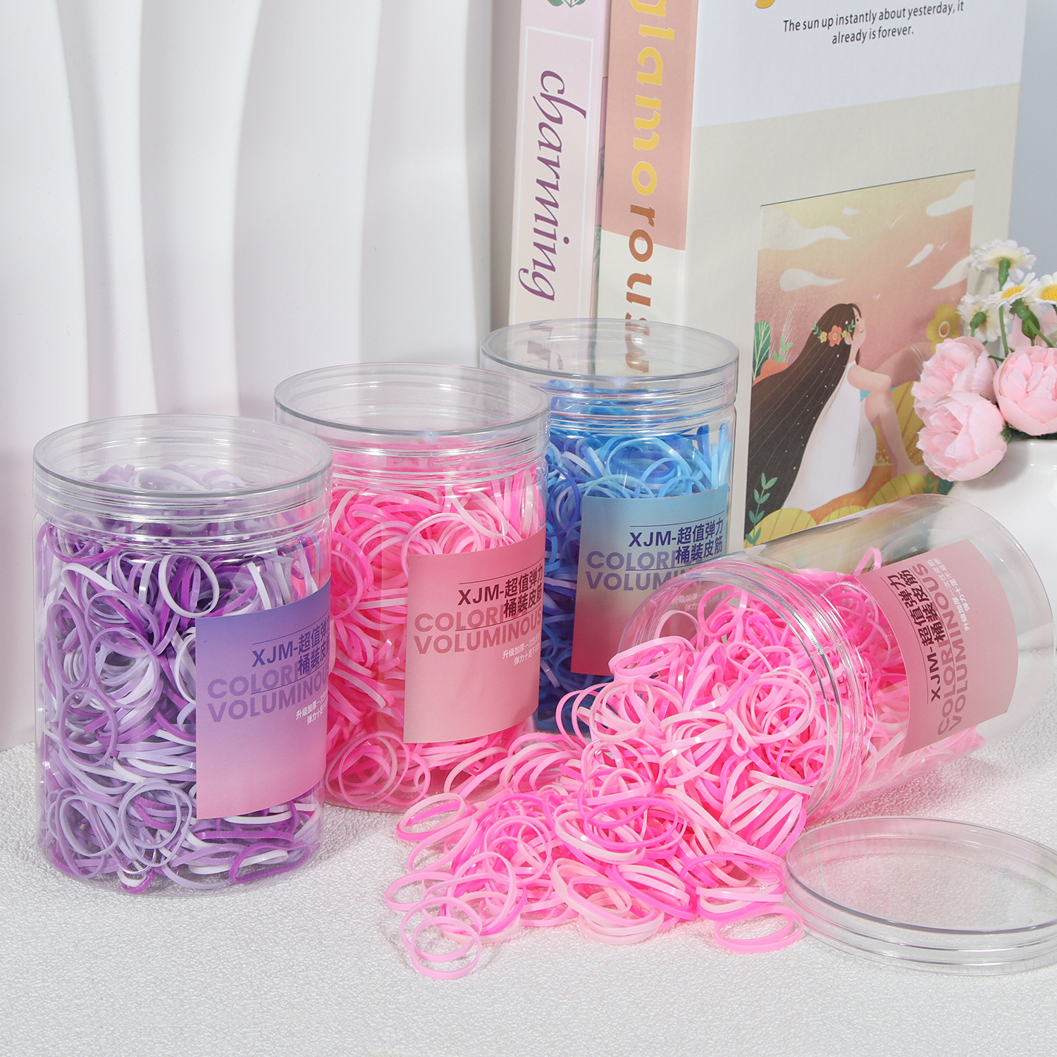 Banda de goma negra para niños, alto valor elástico, duradero, lazo para el cabello, no daña el cabello, anillo para el cabello de goma, accesorios para la cuerda para la cabeza, puesto