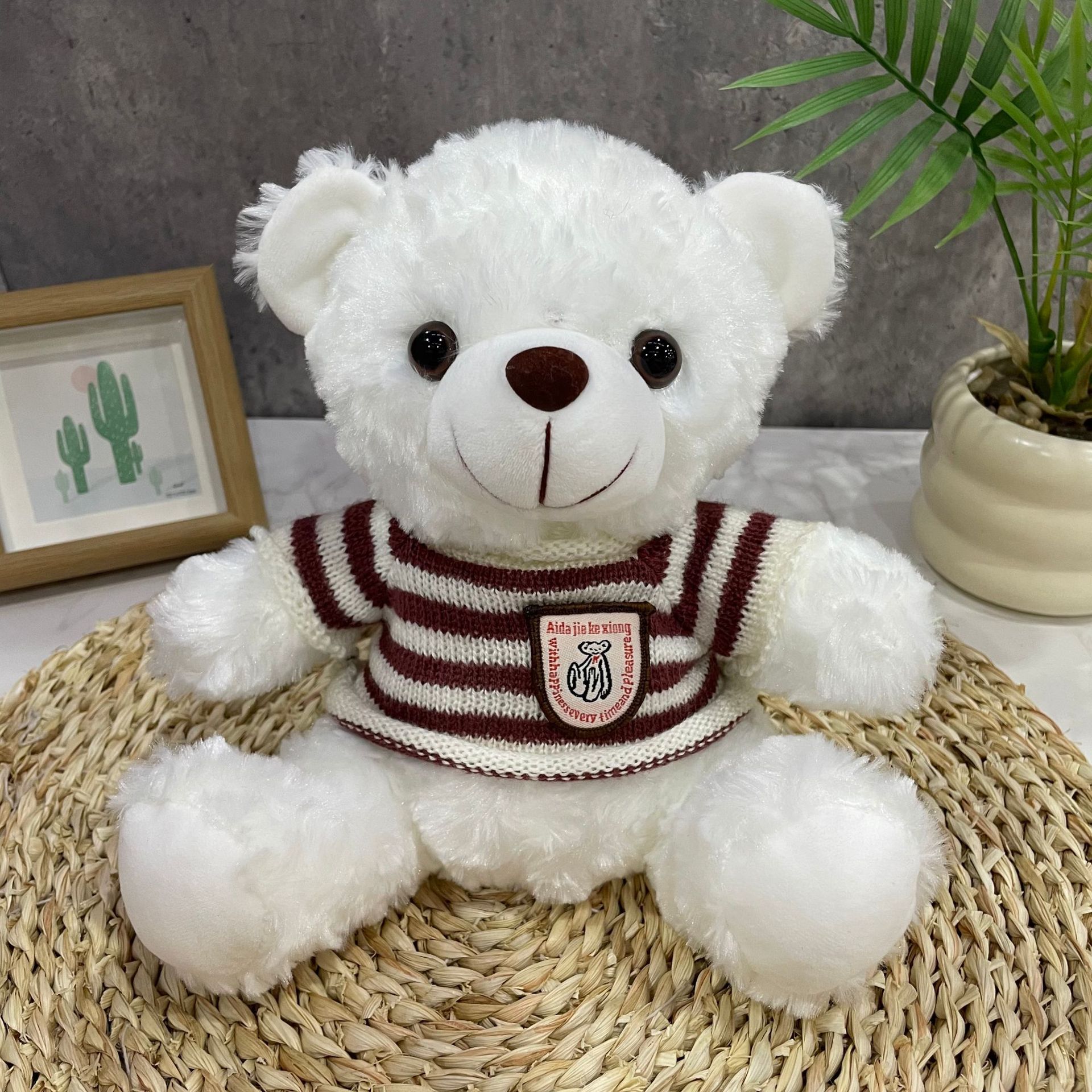 Teddy Bear se puede imprimir LOGO evento de vacaciones muñeca regalo para el hogar adornos de escritorio abrazar juguetes de peluche