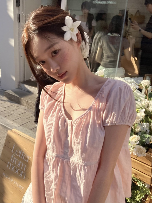 现/藤姐同款泡泡袖减龄衬衫三粒扣休闲bm风上衣|undefined