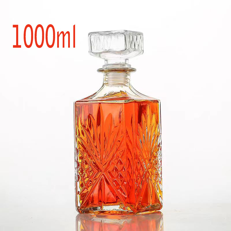 Botella de vino tinto, vidrio de diamante, botella de whisky en forma de tierra, botella vacía, divisor de vino, botella de vino cuadrada, decantador