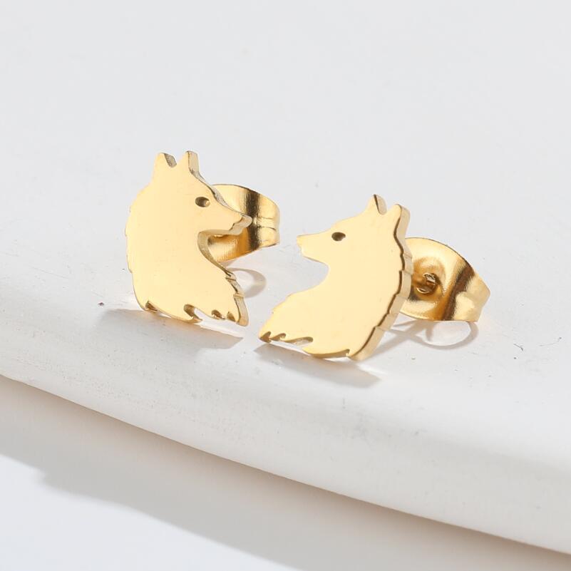 1 Pair Quantity Daily, Shopping Occasion 1 Pair Simple Style Wolf 304 Stainless Steel 18K Gold Plated Ear Studs