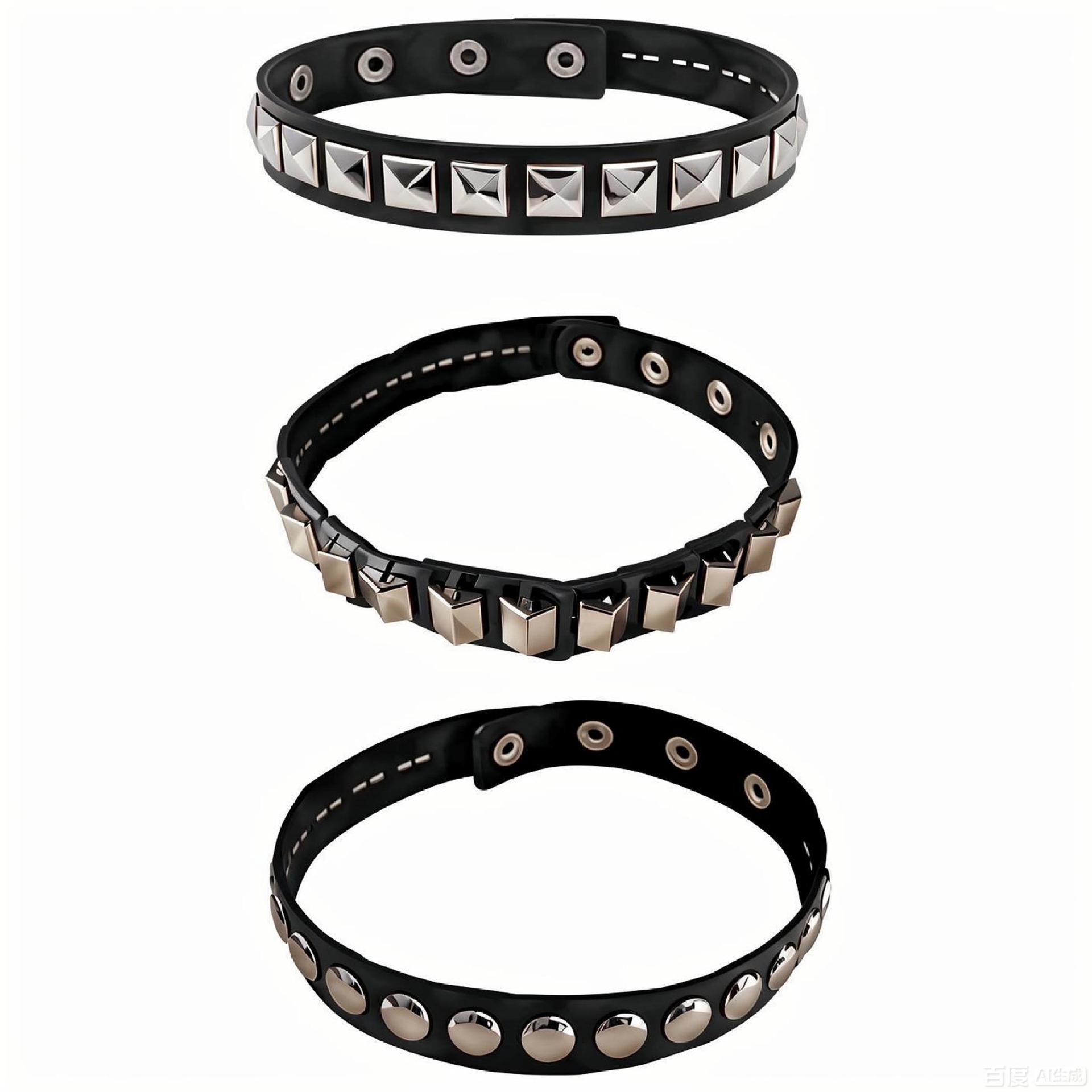 Trendy Square Rivet Choker for Women, Leather Choker Necklace, Amazon Cross-Border Hot-Selling Rivet Choker