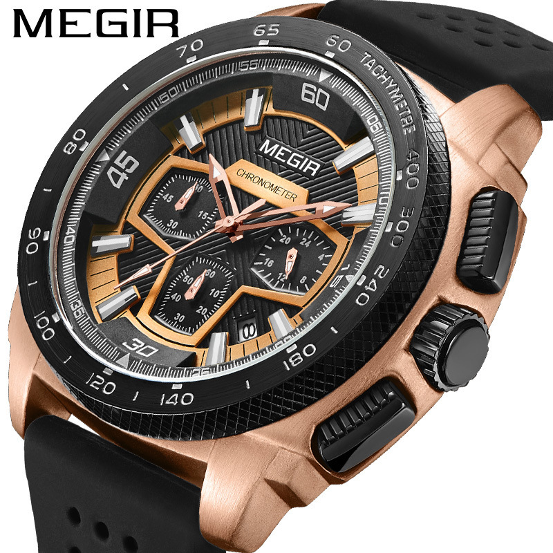 Cross-border MEGIR Watch Men's Sports Chronograph Calendar Waterproof watch Quartz Watch 2056