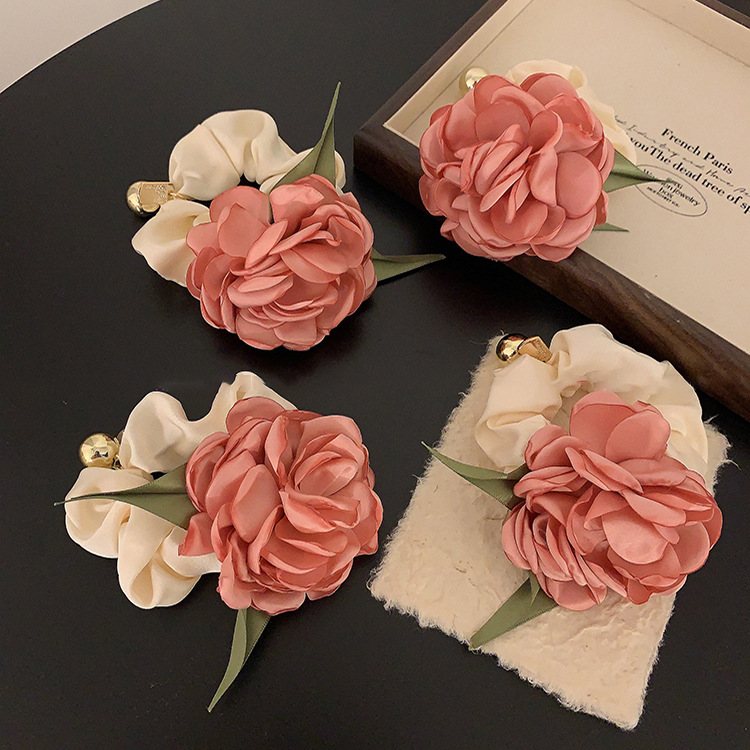 Rose Bowel ~ Anello per capelli Camelia in raso con fiori e nicchia, corda per capelli retrò primaverile_voghion.com