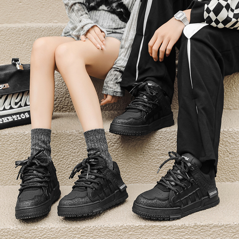 6109 male 6110 female plum blossom board 36-44 niche couple style high street American black samurai bread shoes_voghion.com