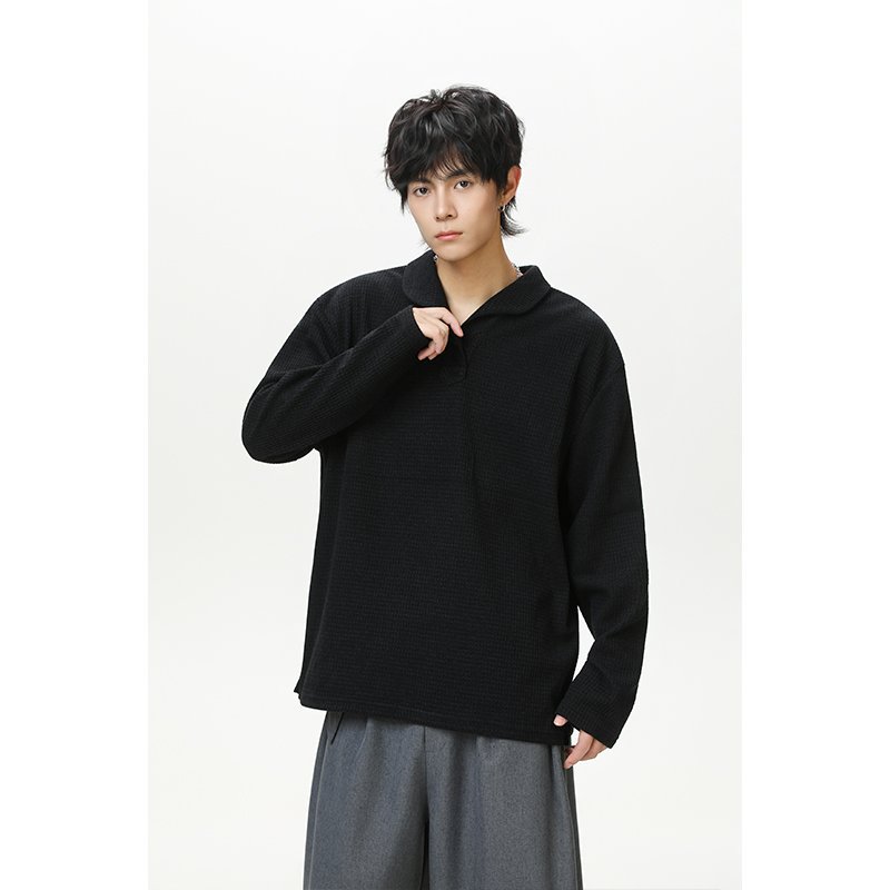 Hong Kong style trendy old-money casual long-sleeved top for teenage men, suitable for spring and autumn, versatile and easy to match.