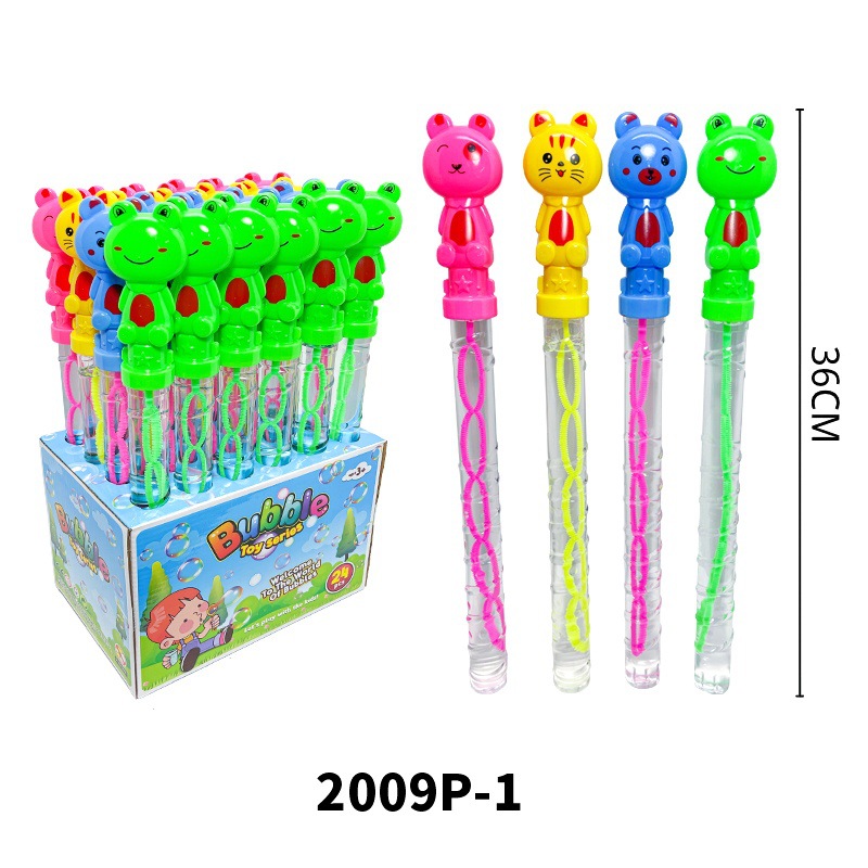 Palo de burbujas para niños de dibujos animados de 36cm al por mayor, burbujas de juguete al aire libre, suministro de puestos de verano