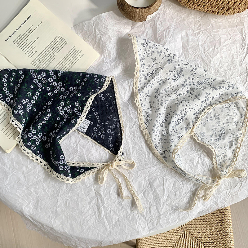 Turbante ins Advanced Sense Triángulo 2025 Nuevo estilo Algodón y lino de todo fósforo Decoración de encaje Bufanda Bufanda Diadema Diadema