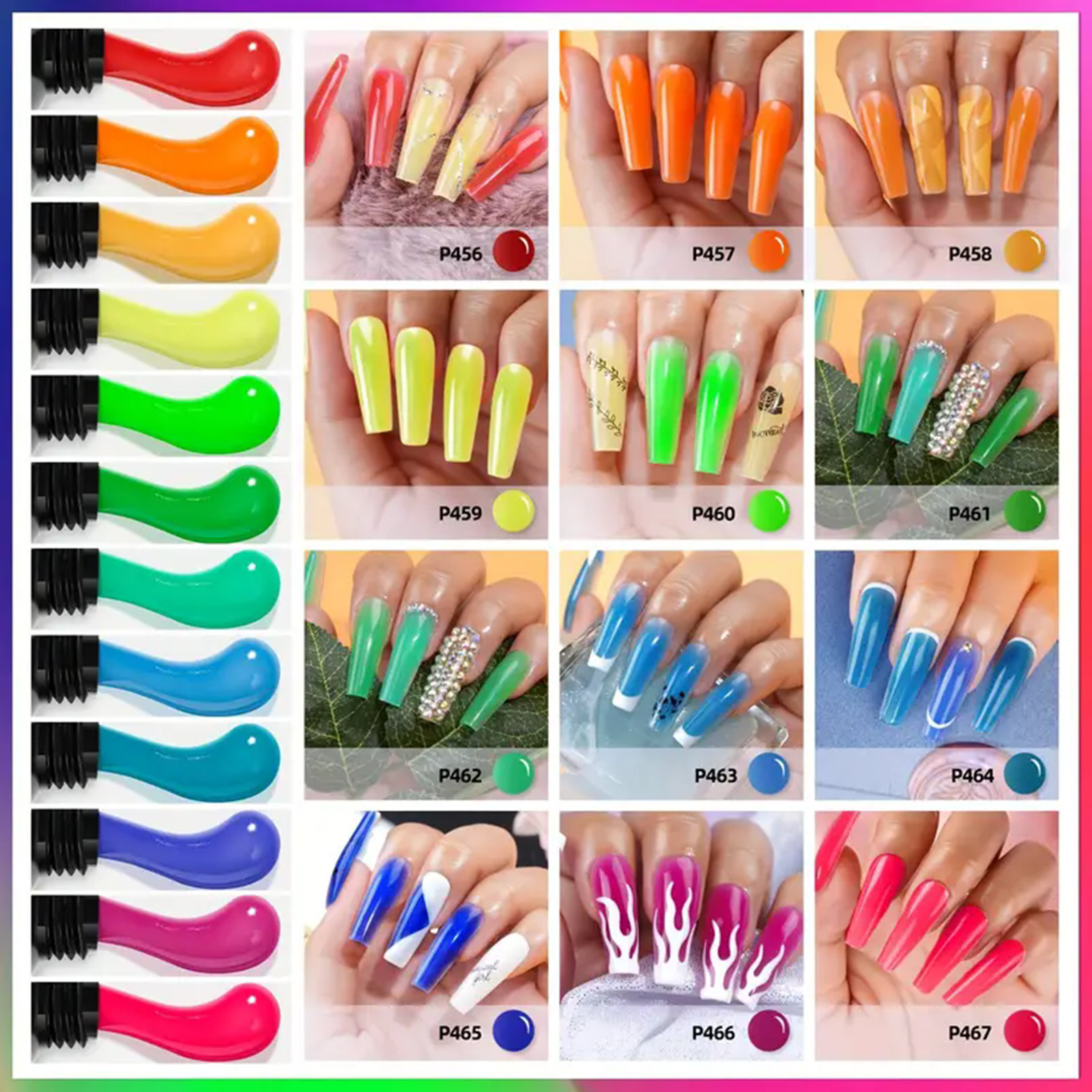 Nocturno Crystal Gel Set 12 colores Uña extensión set puede sustituir 15ml nocturno extensión