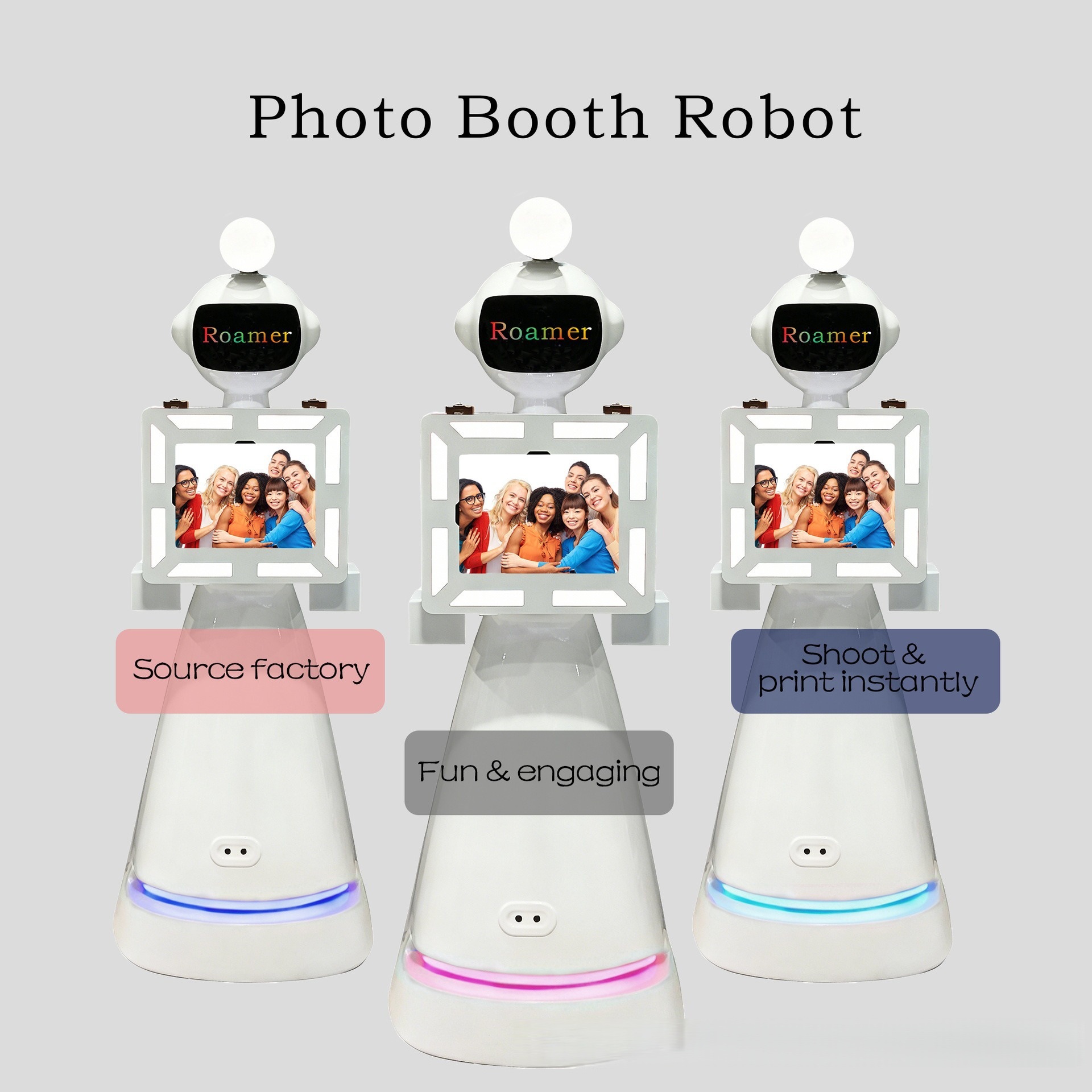 32 pulgadas robot cabina de fotos software AI inteligente APP control robot de pantalla táctil para fiesta de boda