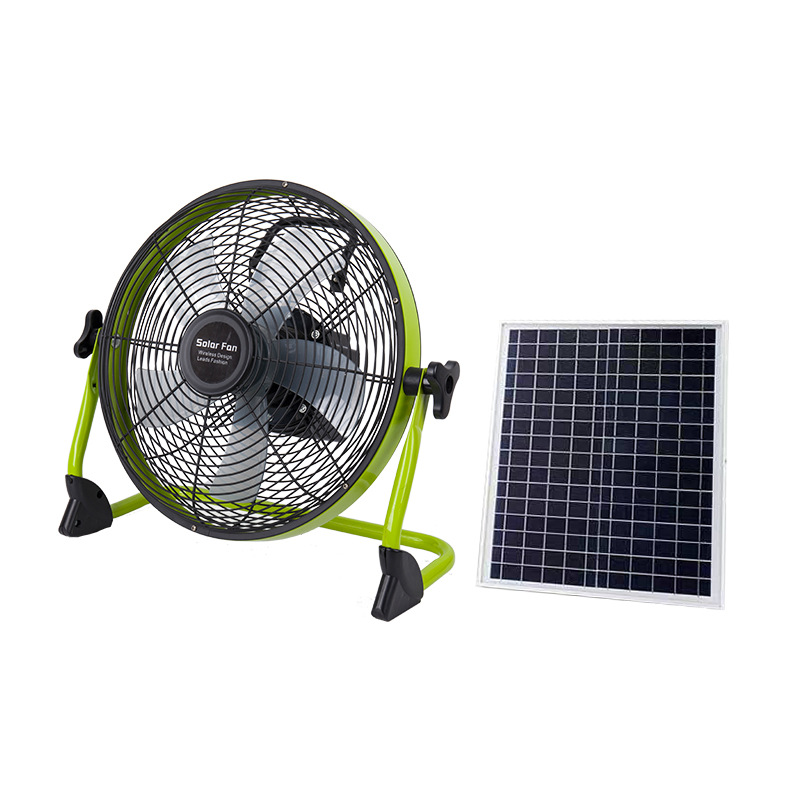 Ventilador solar de 14 pulgadas, gran viento, camping al aire libre, fábrica de pesca, venta al por mayor, 12 pulgadas, Solarfan transfronterizo