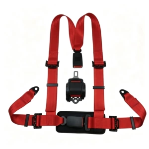 Amusement park equipment: Karting racing seat with a four-point safety harness, available for custom manufacturing and directly supplied by the manufacturer
