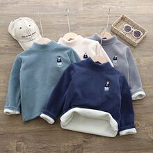 Winter Baby Boy T Shirt ops Plush Thickened Baby Tshirt Long