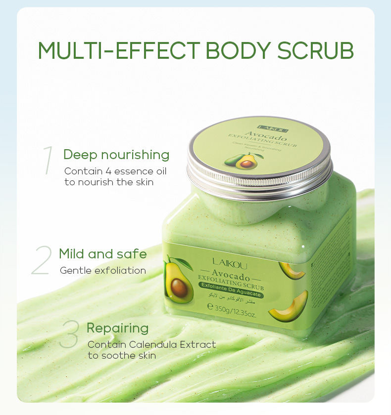 Laikou Body Avocado Scrub 350g Factory supply Pore-cleaning skin care products wholesale undefined