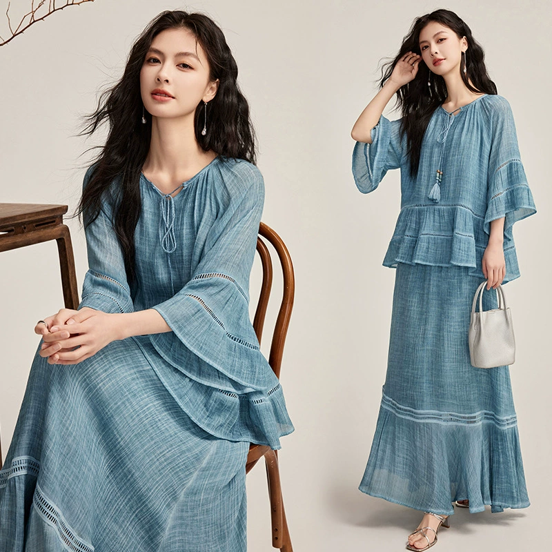 Спотовый будуар 2025 новый летний новый корейский свободный ленивый стиль дизайн женский дикий модный повседневное платье