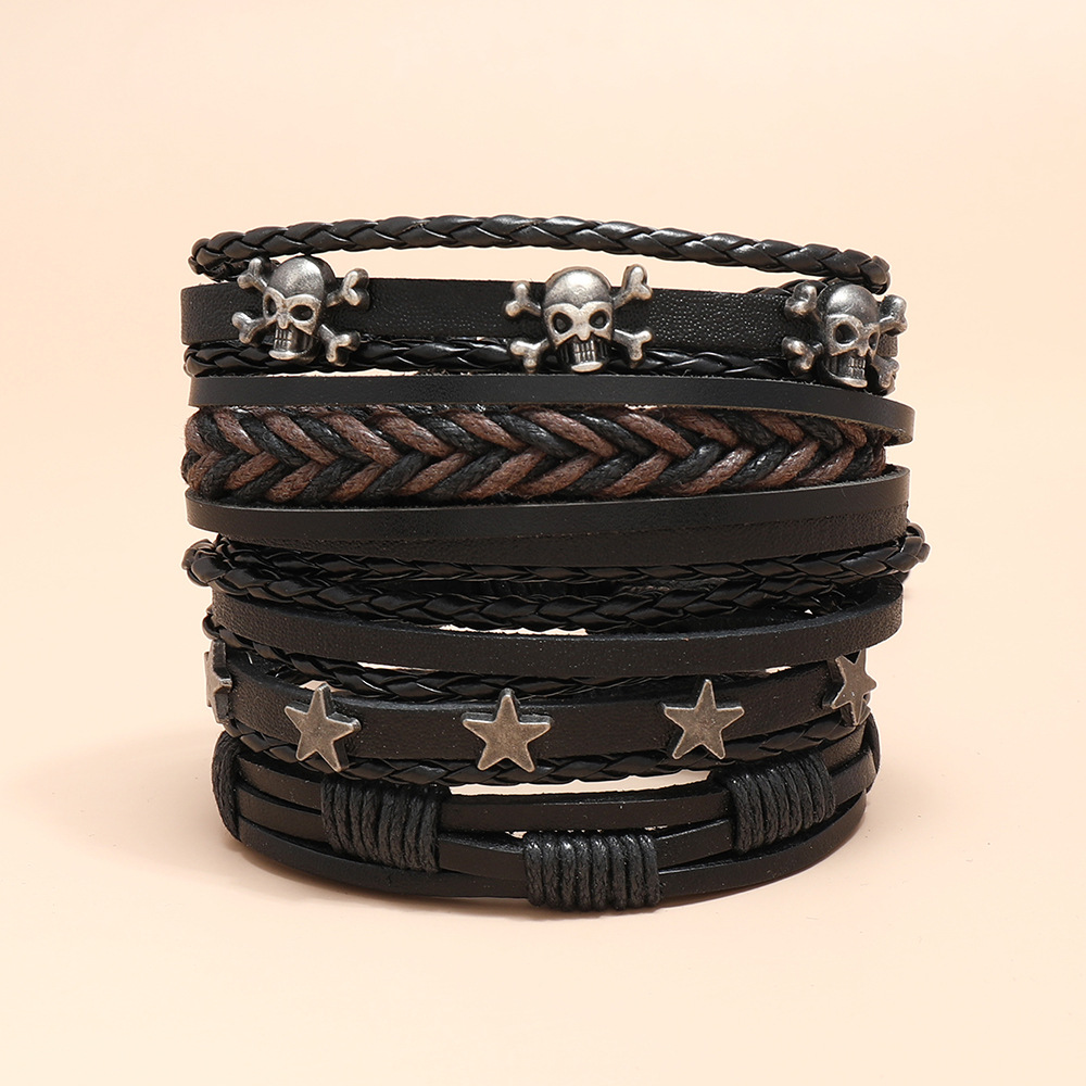 European and American vintage wholesale personalized woven multi-layer leather bracelet