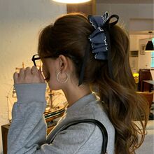 韩国原创设计云朵牛仔蓝发夹头饰2025新款高级感马尾香蕉夹发饰女